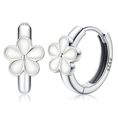 MILACOLATO 925 Sterling Silver Small Hoop Earrings Toddler 18K Gold Plated Huggie Hoop Earrings Daisy Flower Hoop Earrings for Women Hypoallergenic Earrings for Sensitive Ears
