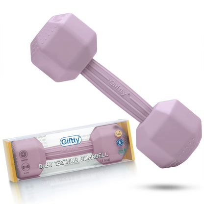 Giftty Baby Dumbbell Toy - Silicone Infant Rattle Teething Toy Teether Toddler Sensory Toy Durable Safe Exercises Workout Weight - Great Gift for Girls and Boys (1pcs 4.8oz - Gray)