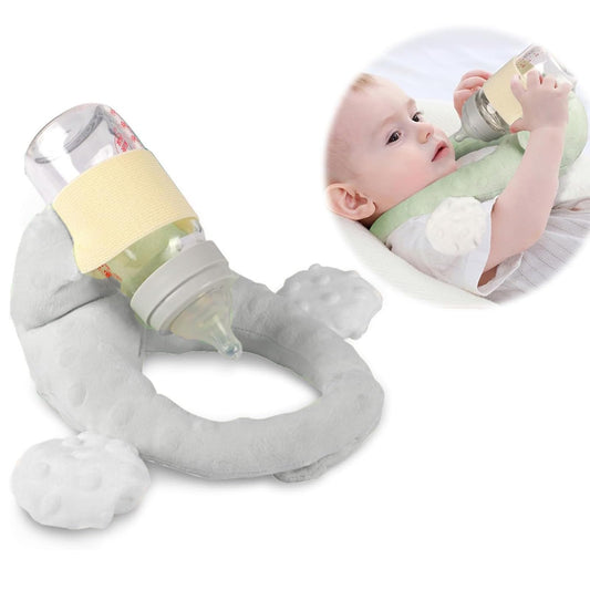 Baby Bottle Holder,Self Feeding Support Pad for Hands Free Bottle Feeding,Drying Rack Bottle (Grey)