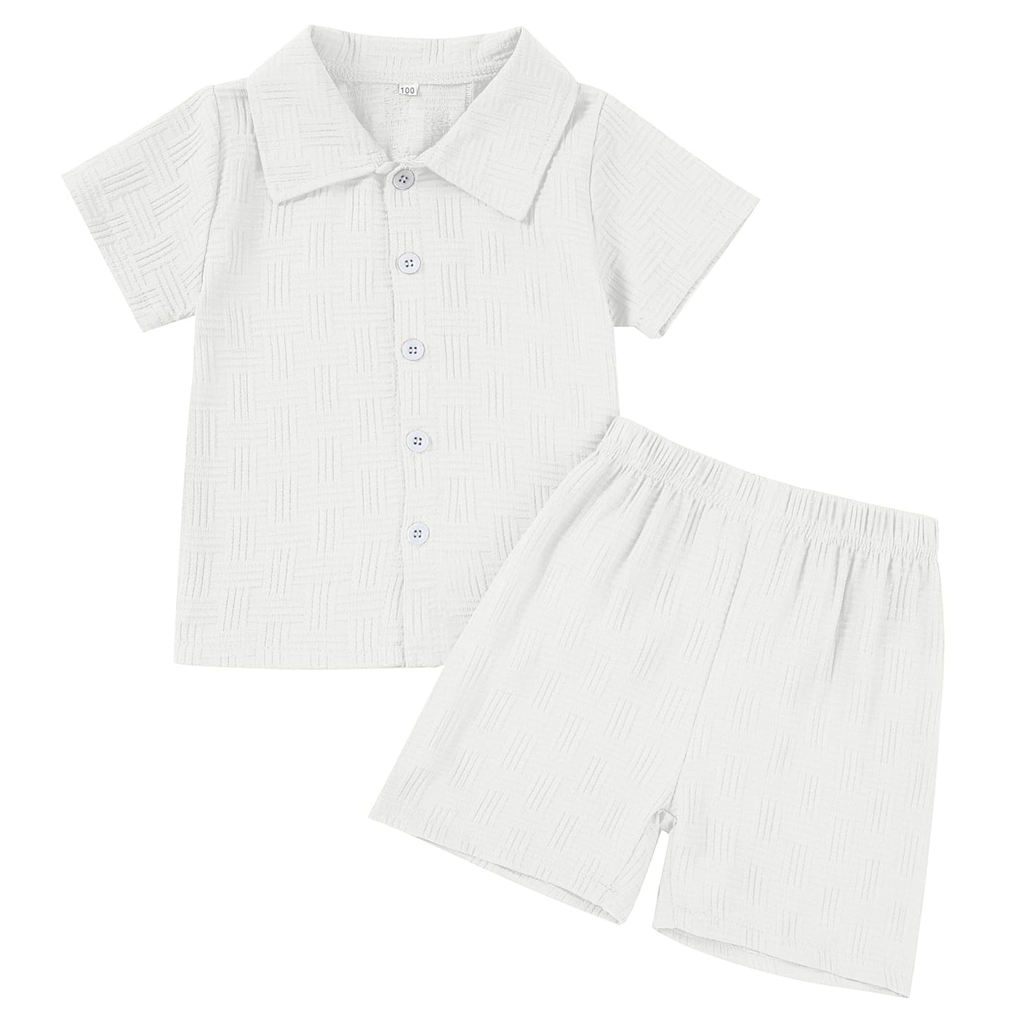 U·nikaka Baby Boys 2 Piece Summer Outfits Casual Toddler Short Sets Little Boys Button Down Shirts Tops and Shorts 2-6Y