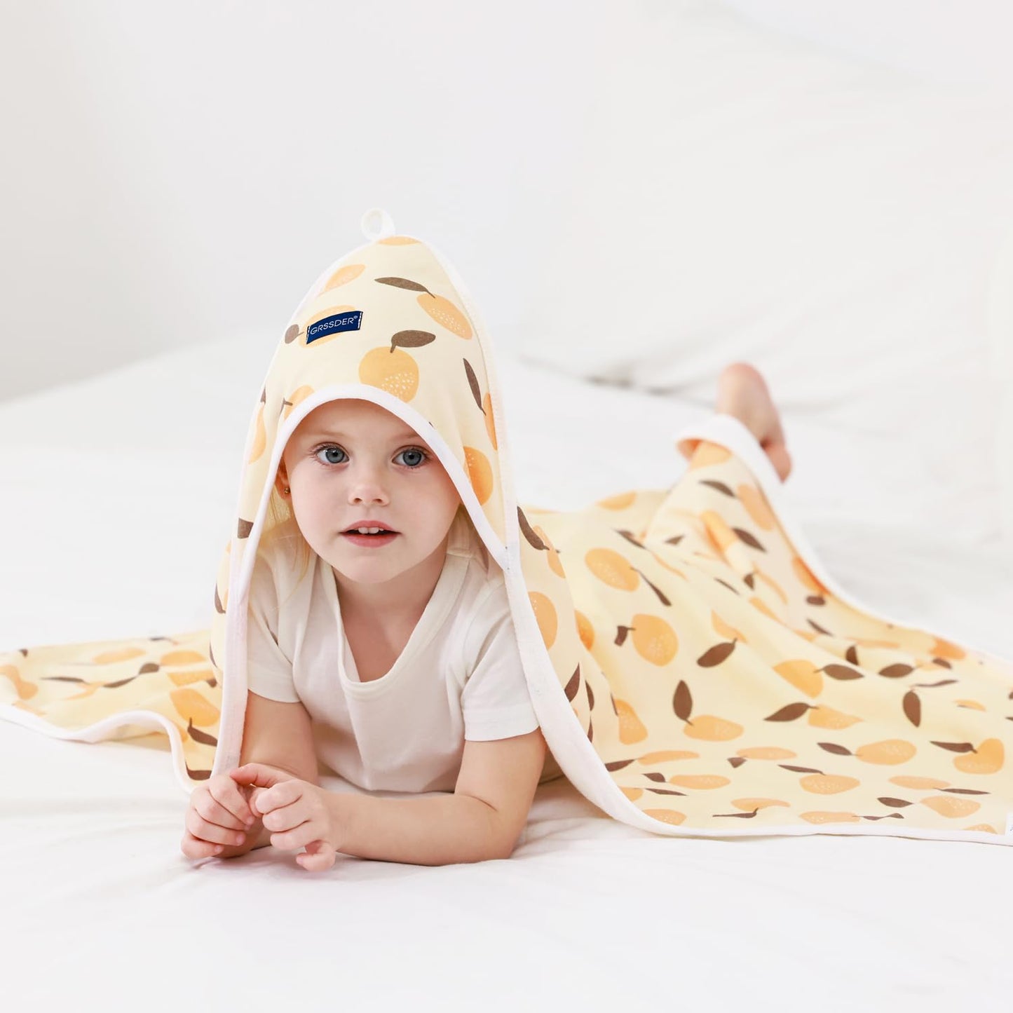GRSSDER Baby Hooded Towel 2 Pack for Newborn, Super Soft Bath Towels with Original Design, Ultra Absorbent Knit Terry, Large Toddler Towels with Hood for Girls, Shower Gifts for Infant, 34"x 34"