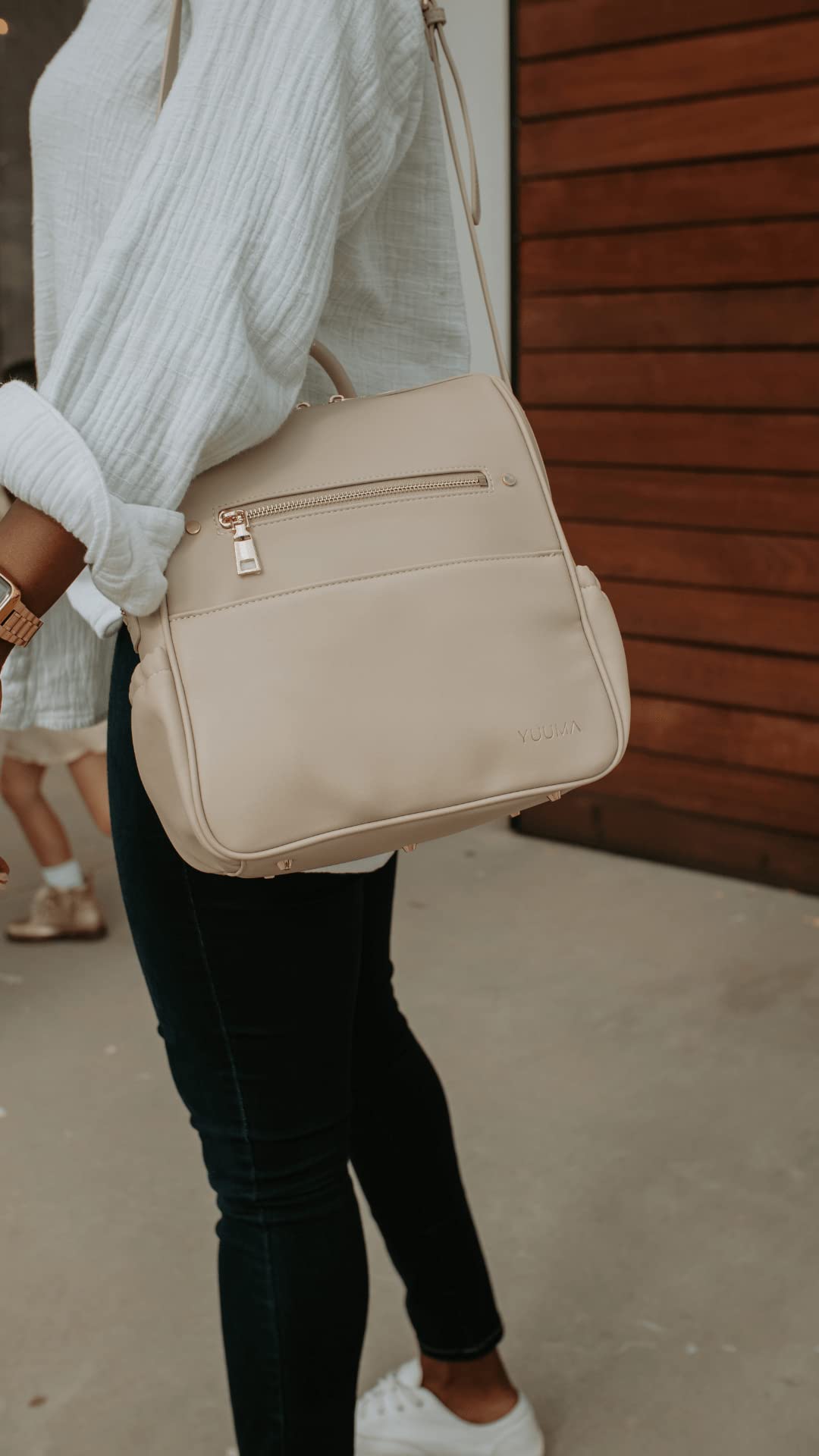 Mini Diaper Bag Backpack-Minimalist bag With Premium Vegan Leather Material With 7 Interior and 5 External Pockets (Onyx)