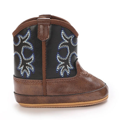 Kuner Baby Cowboy Boots Western Boots Toddler Cowboy Bootie Soft Sole Non-Slip Crib Shoes for Infant Boys Girls0-18 Months