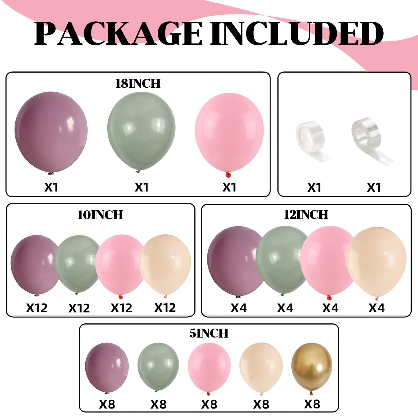 Pink White Balloon Arch Kit, Double Stuffed Pastel Pink Ivory White Balloon Garland, Baby Pink Cream White Balloons with 3pcs 18Inch Clear Balloons for Girls Birthday Baby Shower Party Decorations