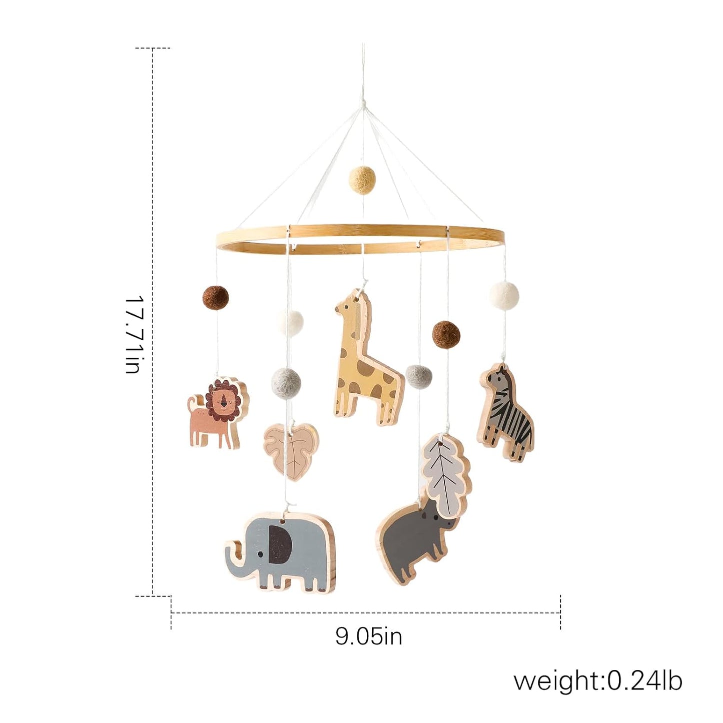 Wooden Crib Mobile Arm | Baby Crib Mobile Arm Wooden Holder | Rotatable Adjustable Anti Slip Attachment Clamp for Sturdy Mobile Hanger (Curved Arm)