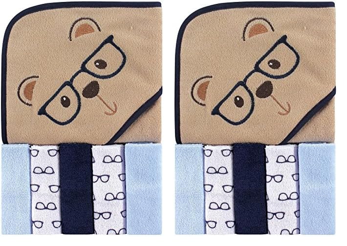 Luvable Friends Unisex Baby Hooded Towel with Five Washcloths, Cotton,Polyester,Ikat Elephant, One Size