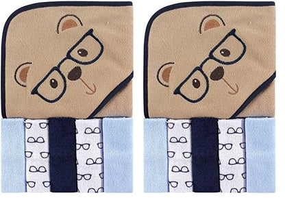 Luvable Friends Unisex Baby Hooded Towel with Five Washcloths, Cotton,Polyester,Ikat Elephant, One Size