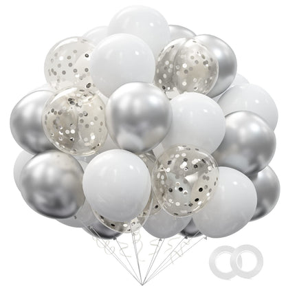 OuMuaMua 62Pcs Pink Gold Confetti Latex Balloons Kit, 12 Inch Pink White Gold Helium Balloons Party Supplies for Confession Proposal Wedding Girl Birthday Baby Shower Party Decoration