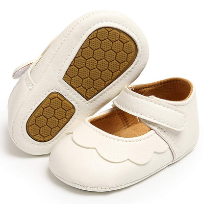 LAFEGEN Baby Girls Mary Jane Flats with Bownot Non Slip Soft Sole PU Leather Newborn Infant Toddler First Walker Cirb Dress Shoes