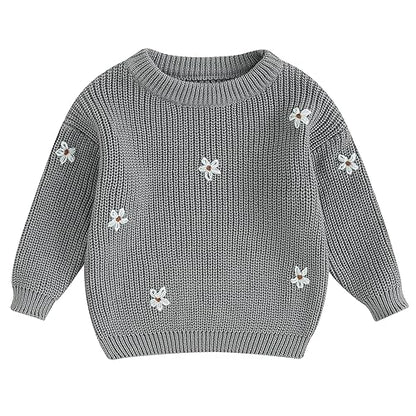 Mubineo Baby Girl Winter Clothes Cute Flower Sweater Crewneck Pullover Long Sleeve Knit Newborn Infant Sweaters