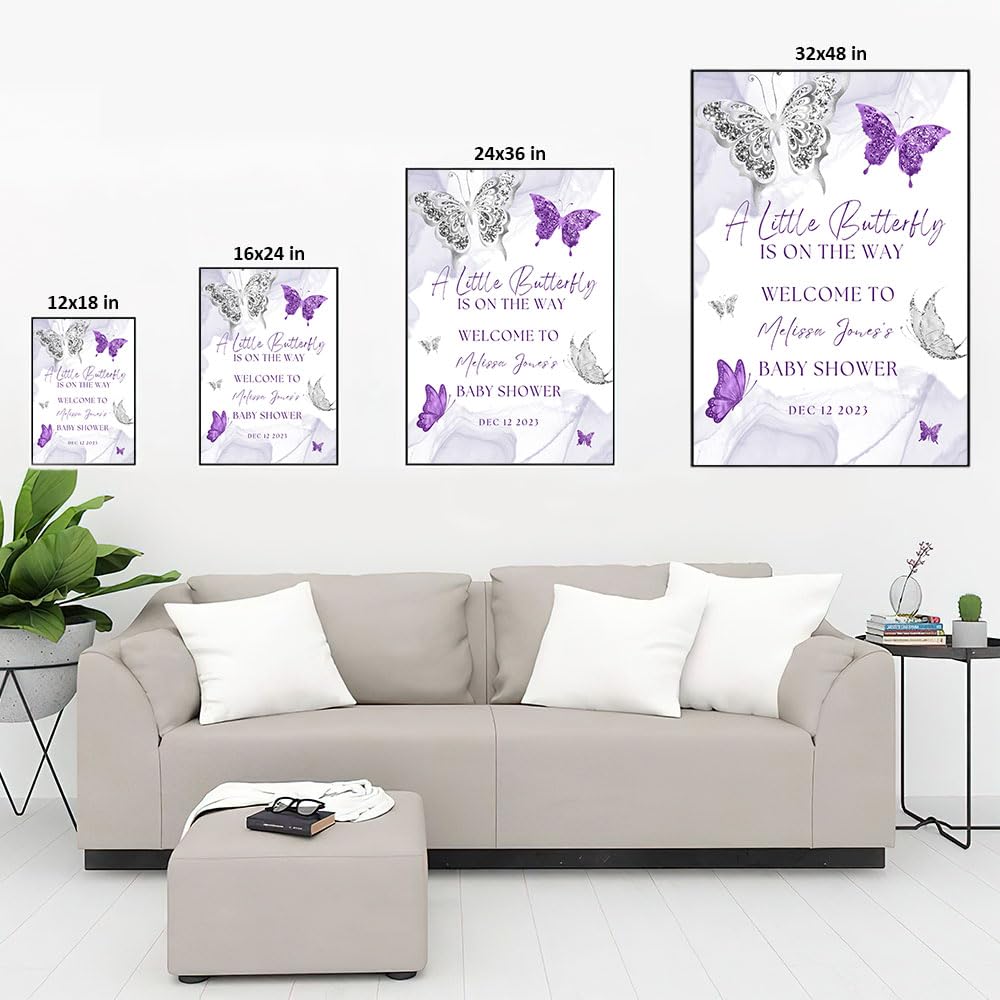 Personalized A Little Snowflake Is On The Way Welcome Sign, Pink, Girl, Winter Baby Shower Canvas