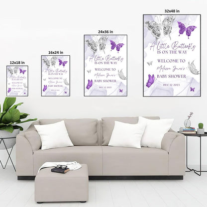 Personalized A Little Snowflake Is On The Way Welcome Sign, Pink, Girl, Winter Baby Shower Canvas