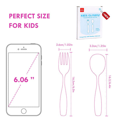 Lehoo Castle Kids Utensils, 6pcs Silverware Set, Safe Stainless Steel Toddler Fork and Spoon, Includes 3 Spoons and 3 Forks (Pink)