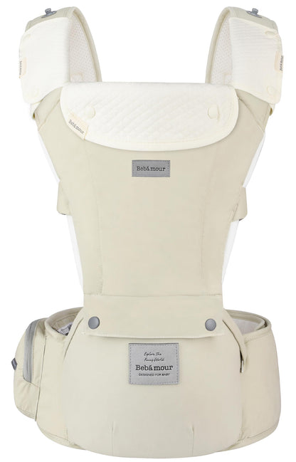 Bebamour Baby Carrier Newborn to Toddler-2 in 1 Hip Seat & Carrier Front and Back Carry with Head Hood & 3 Pieces Teething Pads& Waist Extenders & Storage Bag 0-36 Months (Green)