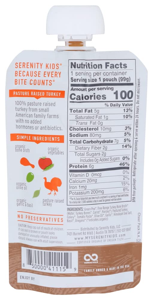 Serenity Kids 7+ Months Bone Broth Puree Made With Organic Veggies - Clean Label Project Purity Award Certified - 3.5 Ounce BPA-Free Pouch - Grass Fed Beef Pot Roast - 12 Count - Baby Food Pouch