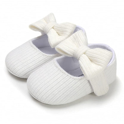 Baby Girls Mary Jane Flats with Bowknot Flowers Soft Newborn Infant First Walkers Crib Shoes Wedding Party Christmas Dress Shoes