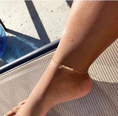 Custom Bracelet with Name 18K Gold Plated Personalized Name Ankle Bracelet Adjustable, Customized Beach Jewelry Gifts for Women Girlfriend