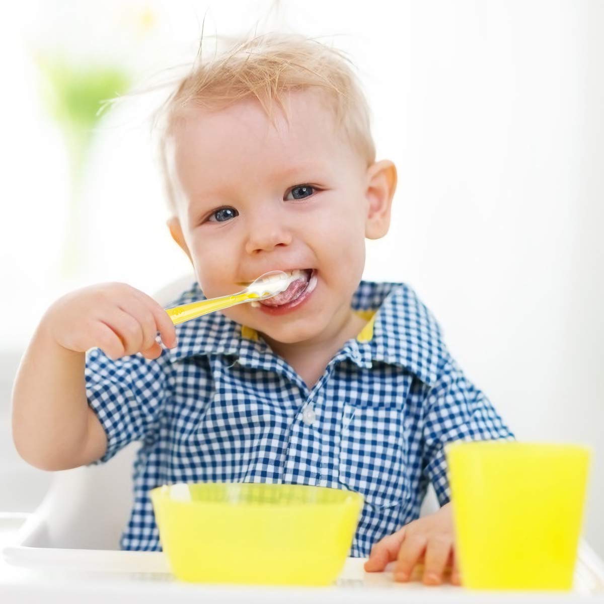 Vicloon Baby Silicone Spoons, 5 PCS Toddler Training Feeding Spoons, Soft Tip BPA Free Gum-Friendly, Dishwasher & Boil-Proof