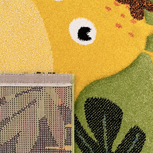 Kids Rug with Cute Animals on a Hot Air Balloon Ride in Pastel, Size: 2'8" x 4'11"