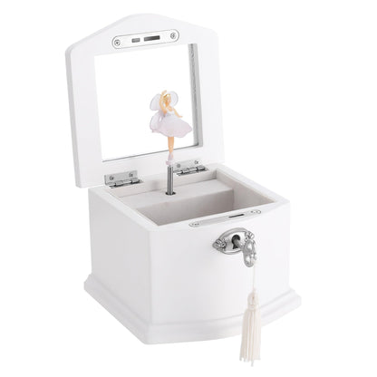 Medium Pink Ballerina Musical Jewelry Box with Mirror and Lock for Girls,Pink Kid's Jewelry Storage Music Chest,Gifts for Christmas,New Year and All Hoidays