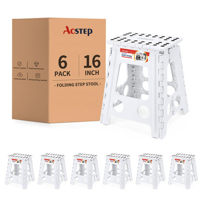 ACSTEP Folding Step Stool 9'' Tall Kids Step Stool Holds Up to 300 lb Plastic Foldable Step Stools for Kids Non-Slip Surface with Carry Handle Collapsible Stool for Home, Outdoor and Indoor(Black)