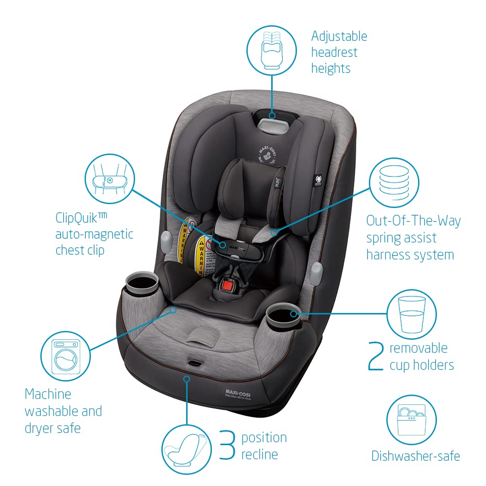 Maxi-Cosi Pria Max All-in-One Convertible Car Seat, Rear Facing Car Seat (4-40 lbs), Forward Facing Car Seat (22-65 lbs), High Back Booster Seat (40-100 lbs), Pure COSI, Desert Wonder