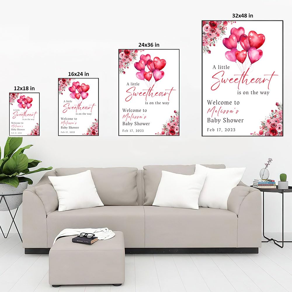 Personalized A Little Snowflake Is On The Way Welcome Sign, Pink, Girl, Winter Baby Shower Canvas