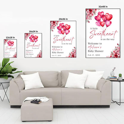 Personalized A Little Snowflake Is On The Way Welcome Sign, Pink, Girl, Winter Baby Shower Canvas
