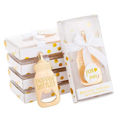 24 Pieces Baby Bottle Openers Shower Favoris, Gifts, Decorations, or Souvenir Guest Gift Boxes, Poppin Design for Baby Boys or Girls (24 Pack Green)