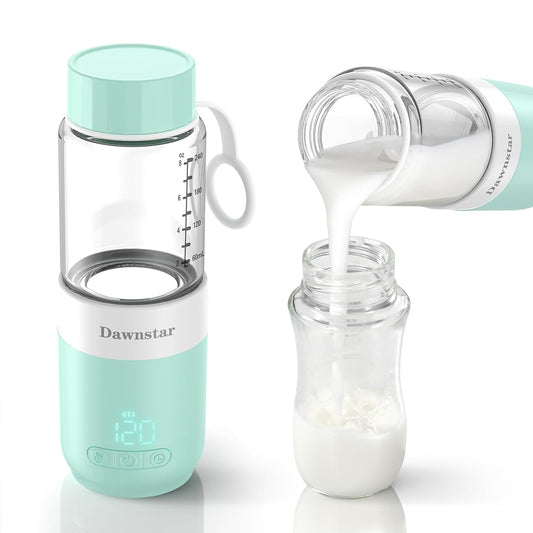 Portable Bottle Warmer for Travel, 8oz Portable Milk Warmer for Breast Milk & Water, Fast Heating & USB-C Rechargeable, Healthy Glass Bottle for Baby