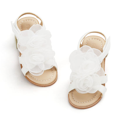 Felix & Flora Toddler Girls Sandals Soft Rubber Flats Summer Baby Flower Girl Shoes.