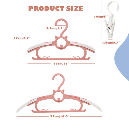 Baby Nursery Closet Hangers, Ultra Thin Non-Slip and Extendable Laundry Infant Pant Hanger for Newborn Clothes - 20pcs11-14" Pink Adjustable Children Coat Hanger for Girl Boy Toddler Kids Child