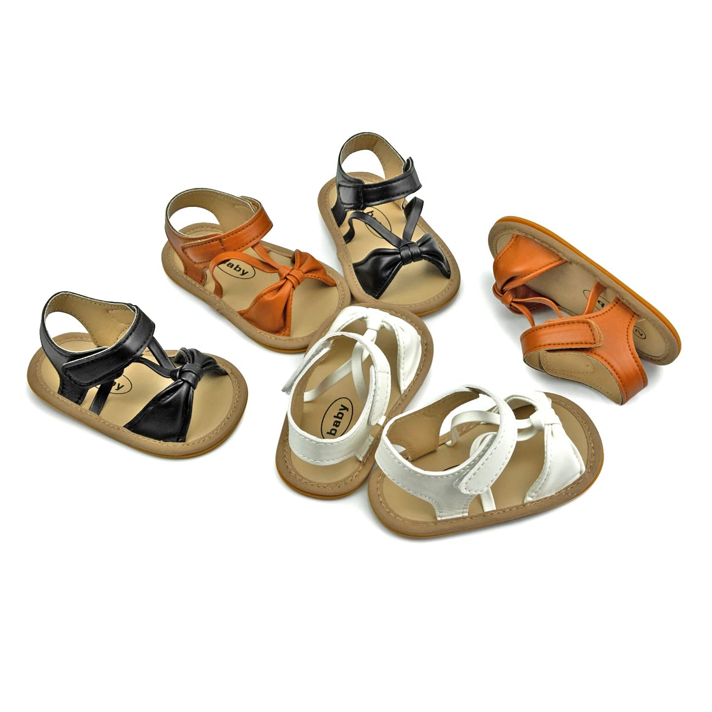 GAISUMMI Baby Girls Sandals Summer Bowknot Infant Crib Shoes Toddler Pu Leather Soft Rubber Sole First Walkers