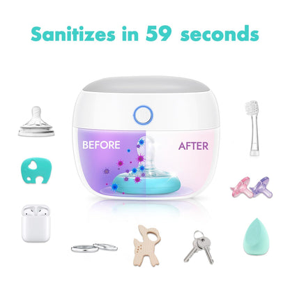 Papablic Portable Pacifier Sanitizer, UV Light Sanitizer Case for Pacifier, USB Rechargeable Mini Pacifier Sanitizer Box, 99.9% Cleaned in 59 Seconds