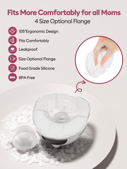 Double Electric Breast Pump Strong Suction, Portable Breast Pump Electric Breastfeeding Pump, Rechargeable Milk Pump with 4 Modes & 9 Levels, Low Noise, Anti-Backflow & LED Display, 24mm Flange, Pink