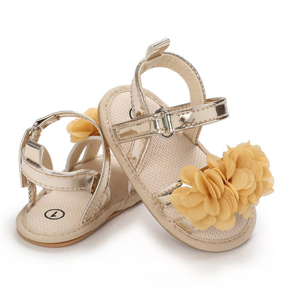 Timatego Infant Baby Girls Summer Sandals Anti-Slip Soft Sole with Flower Toddler First Walkers Crib Dress Shoes