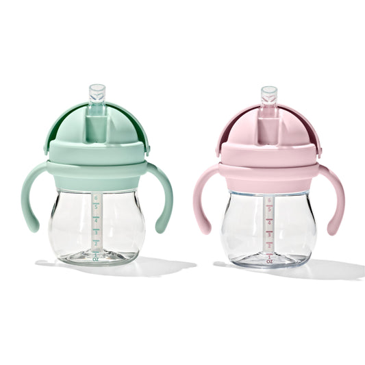 OXO Tot Transitions Straw Cup with Handles 6 oz. - Opal and Blossom - 2 Pack