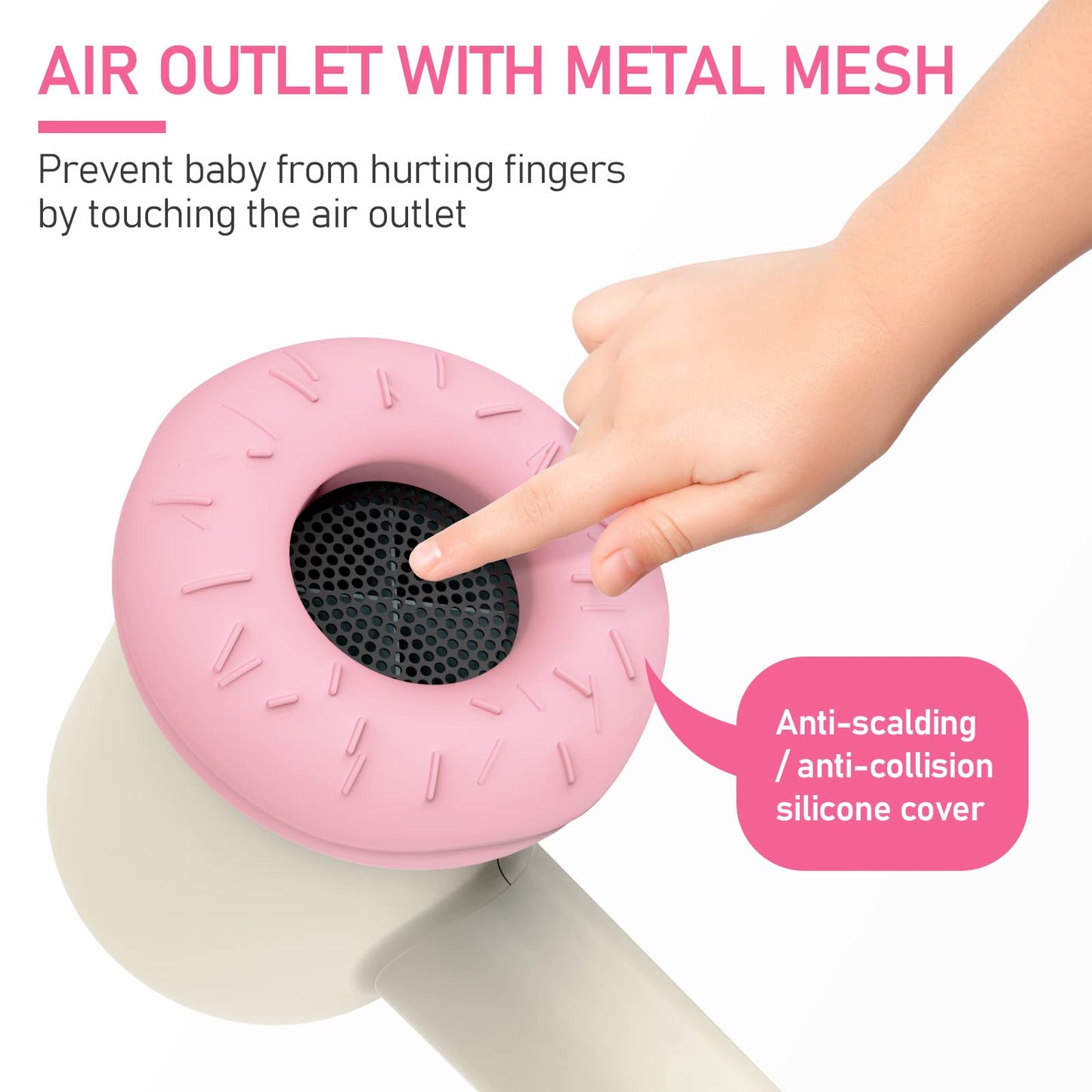 Cordless Baby Hair Dryer for Infant, Low Heat Gentle Air Rechargeable Small Hair Blow Dryer for Baby Butt Skin with 3 Speed Settings, 0-3 Years Using (Khaki)
