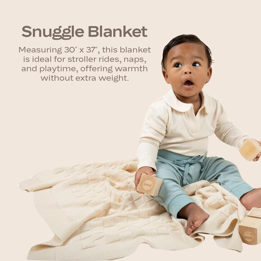 Organic Baby Blanket, 100% Organic Pima Cotton, Elegant Baby Blanket Perfect for Crib, Stroller, Nursery, Newborn Infant Boy Girl, 30” x 37”