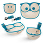 Owls Led Weaning Supplies, Toddler Silicone Feeding Set, Silicone Suction Bowls for Self Feeding, 2 Bowls, Spoon and Fork, Baby Feed Flatware and Dishwasher Safe (Green)