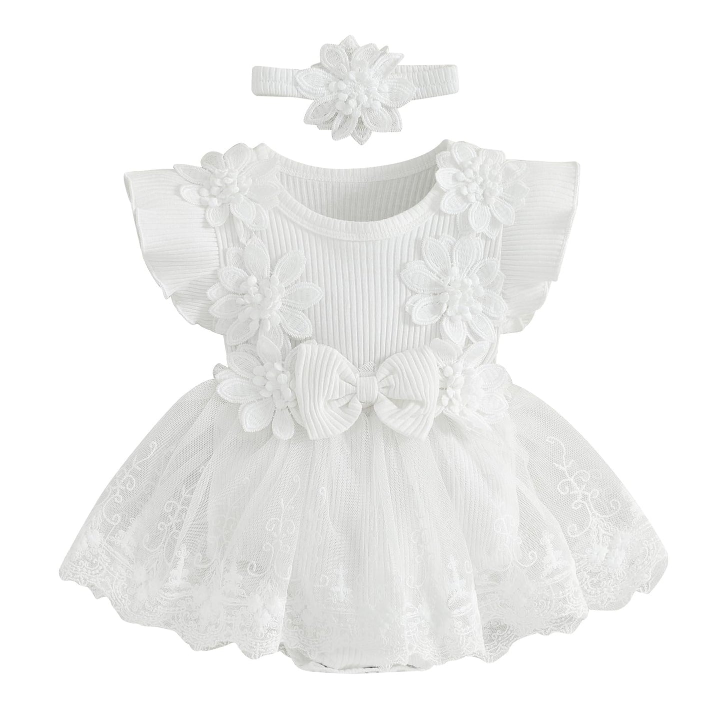 MERSARIPHY Newborn Baby Girl Boho Outfits Infant Lace Tulle Ruffle Bubble Romper Dress Jumpsuit Bodysuit Photoshoot Clothes