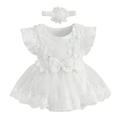 MERSARIPHY Newborn Baby Girl Boho Outfits Infant Lace Tulle Ruffle Bubble Romper Dress Jumpsuit Bodysuit Photoshoot Clothes