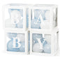 Baby Boxes with Letters for Baby Shower Decorations, Gender Reveal with 4 Pastel Balloon Boxes