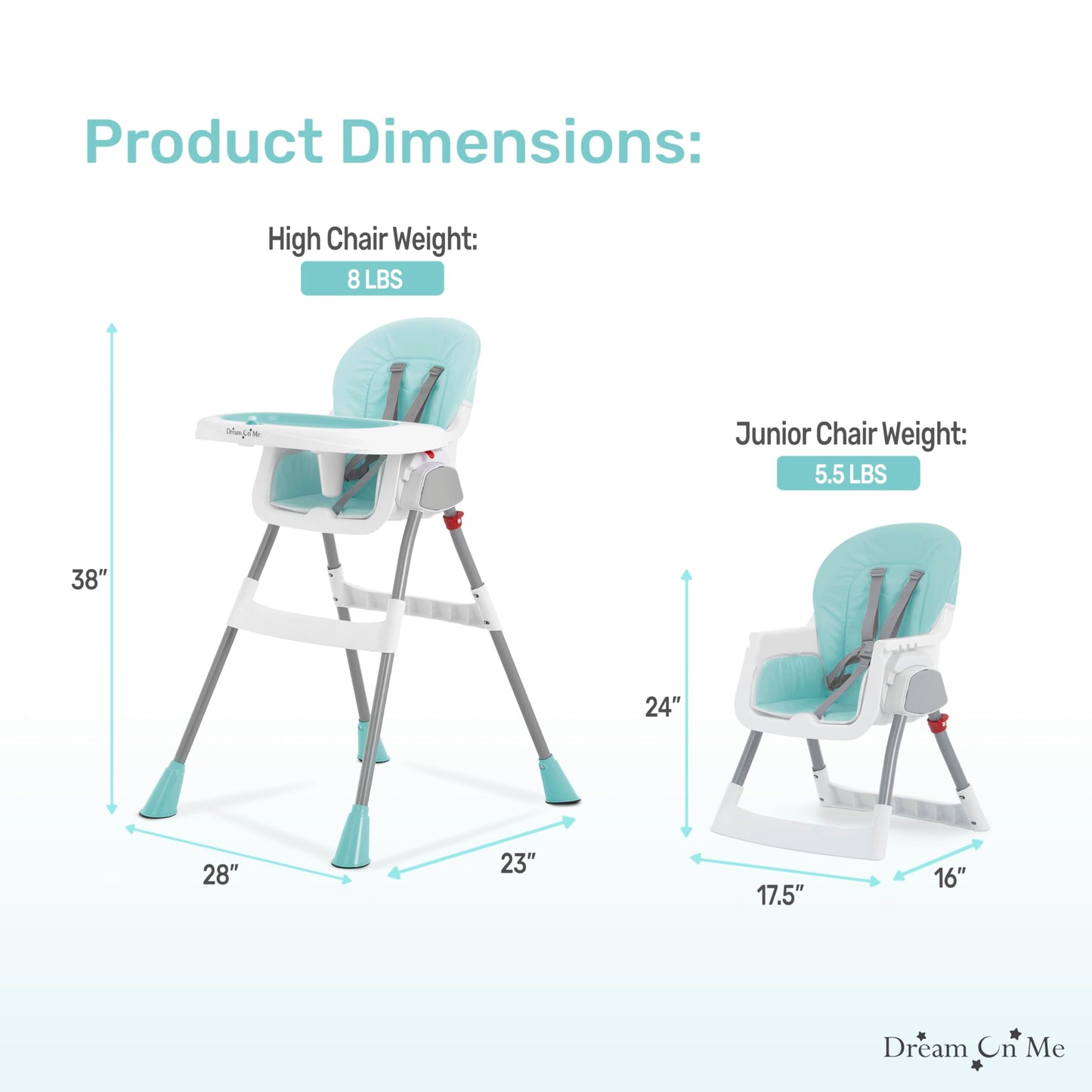 Dream On Me Portable 2-in-1 Tabletalk High Chair, Convertible Compact High Chair, Light Weight Portable Highchair, Grey