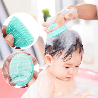 Baby Bath Brush, Baby Cradle Cap Brush, Silicone Massage Brush, Silicone Scrubbers Exfoliator Brush, Skin Scrubber Baby Essential for Dry Skin, Cradle Cap and Eczema (Small-4PCS)