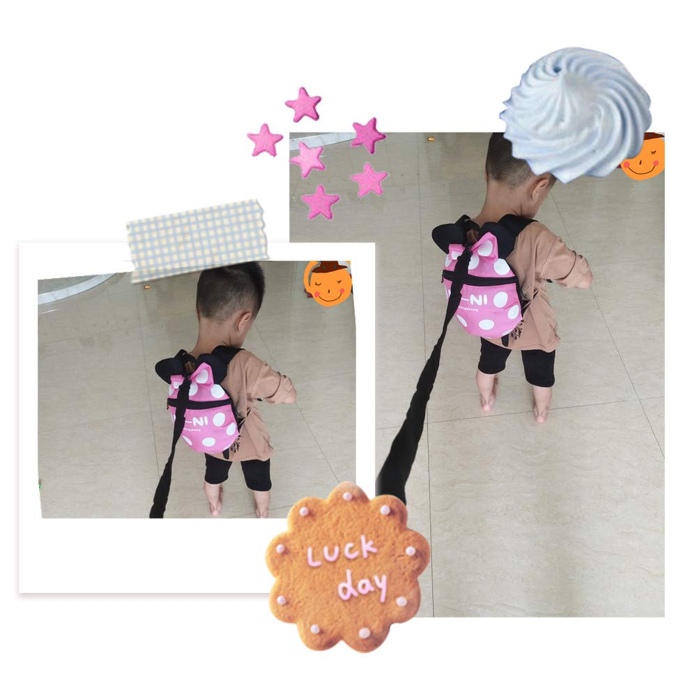 ﻿Baby Toddler Leash Baby Leash Backpack Little Kid Boys Girls Anti-Lost Travel Bag Harness Reins Cute Cartoon Backpacks with Safety Leash for Baby Backpack Leash for Toddlers 1-5 Years(Black red)