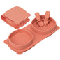 Silicone Foldable Novelty Dinner Plates,Baby Plates Travel Essential with Forks and Spoons,Microwave & Dishwasher SafeWatermelon