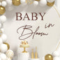 Baby in Bloom Decal Sign 21 x 30 inch Baby Shower Sign-Boy or Girl Shower Gender Reveal Birthday Balloon Arch,Pregnancy Wall Decoration(Brown)
