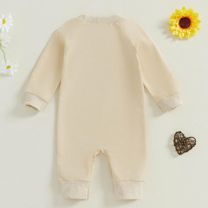 Newborn Baby Boy Fall Outfit Mamas Boy Embroidery Jumpsuit Long Sleeve Crewneck Romper Infant Boy Winter Clothes