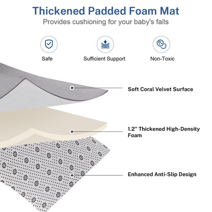 Thick Baby Play Mat for Floor,50 x 50 Playpen Mat,Tummy Time Foam Mat,Ultra Soft Support & Plush Feel,Easy Care with Non-Slip Cushioned for Infant,Kids and Toddler Crawling,Beige